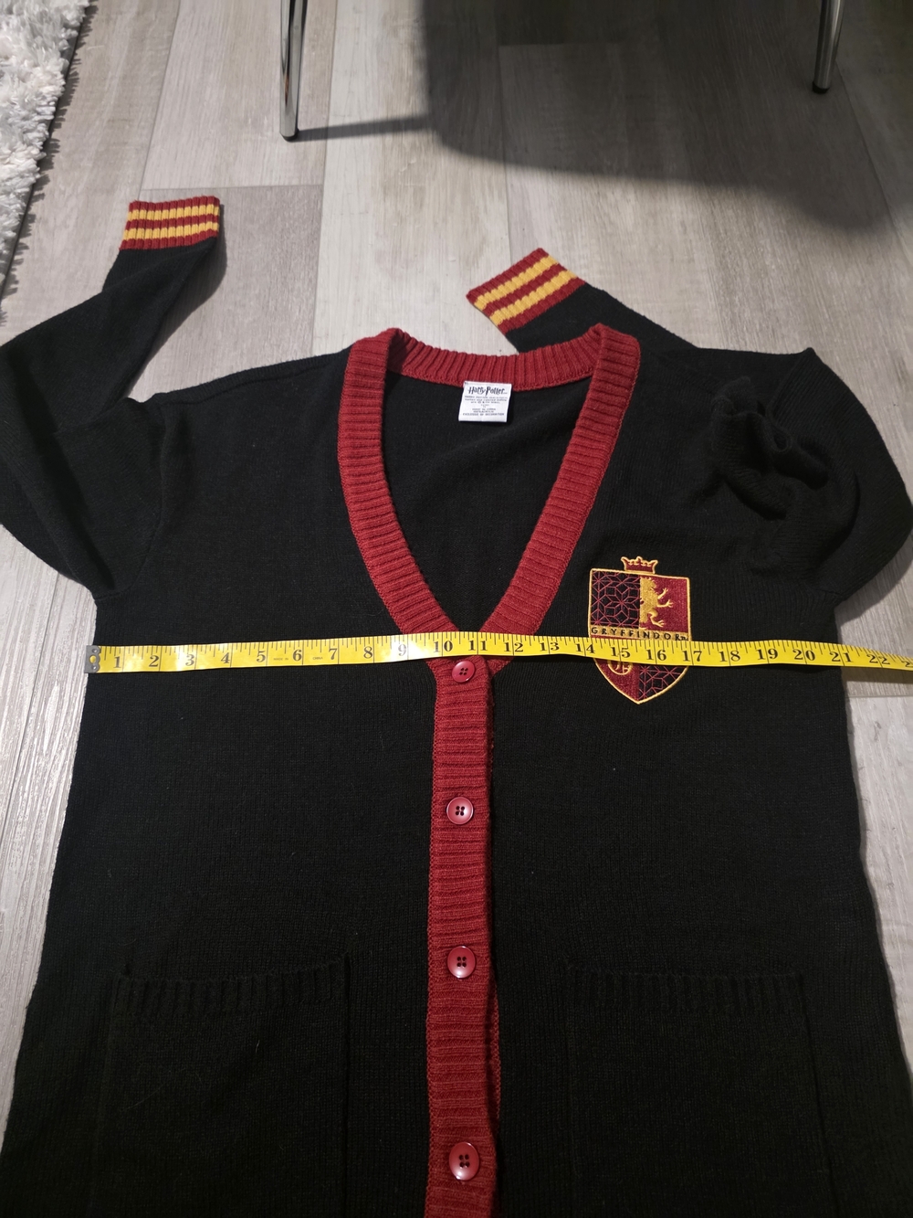 Harry Potter GryffindWarner Bros. Gryffindor Black Cardigan with Red & Gold Trim - Picture 4 of 5